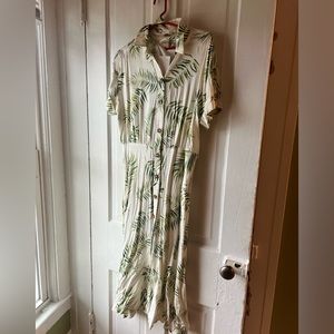 H&M plant print button down maxi dress, new with tags